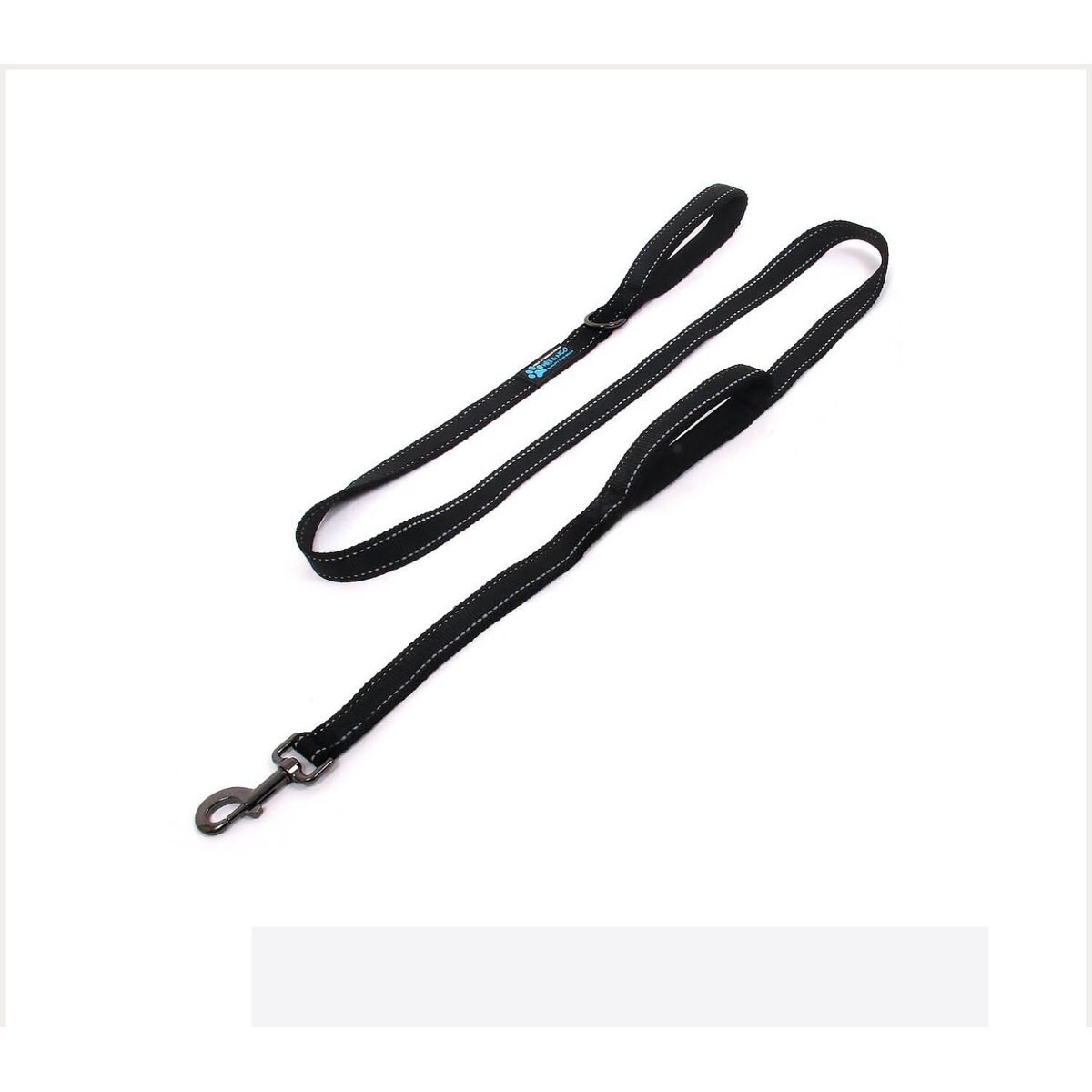 Max and Neo Dog Gear Nylon Reflective Double Dog Leash, Black, 6-ft long, 1-in wide