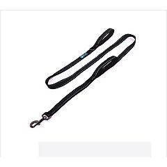Max and Neo Dog Gear Nylon Reflective Double Dog Leash, Black, 6-ft long, 1-in wide