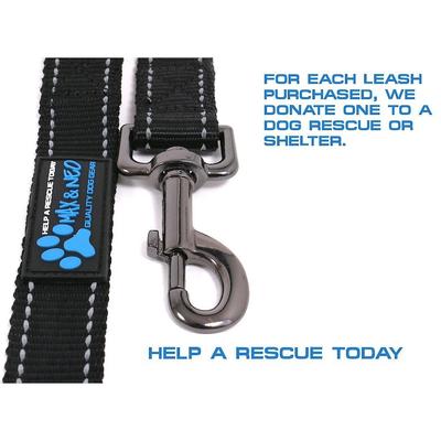 Show full view: Max and Neo Dog Gear Nylon Reflective Double Dog Leash, Black, 6-ft long, 1-in wide slide 9 of 11