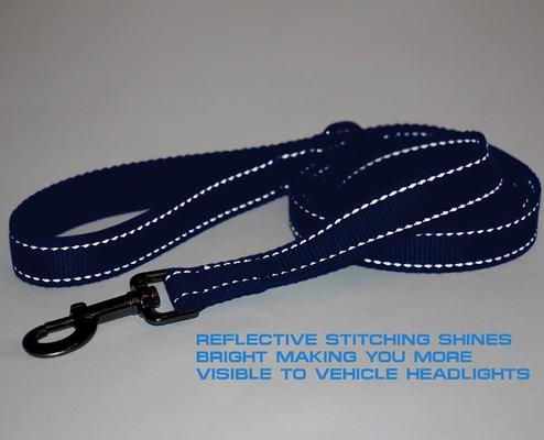 Show full view: Max and Neo Dog Gear Nylon Reflective Double Dog Leash, Blue, 6-ft long, 1-in wide slide 5 of 10