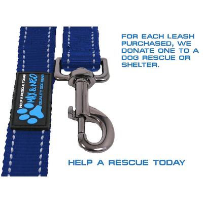 Show full view: Max and Neo Dog Gear Nylon Reflective Double Dog Leash, Blue, 6-ft long, 1-in wide slide 8 of 10