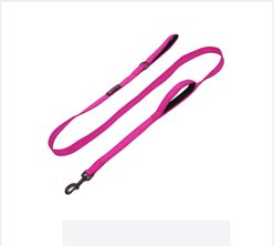 Max and Neo Dog Gear Nylon Reflective Double Dog Leash, Pink, 6-ft long, 1-in wide