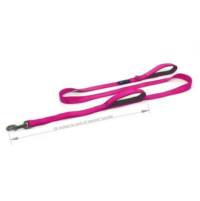 Show full view: Max and Neo Dog Gear Nylon Reflective Double Dog Leash, Pink, 6-ft long, 1-in wide slide 3 of 11