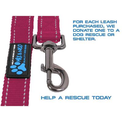 Show full view: Max and Neo Dog Gear Nylon Reflective Double Dog Leash, Pink, 6-ft long, 1-in wide slide 9 of 11