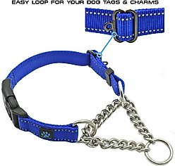 Max and Neo Dog Gear Nylon Reflective Martingale Dog Collar with Chain, Black, Small: 13 to 16-in neck, 1-in wide slide 2 of 5