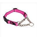 Max and Neo Dog Gear Nylon Reflective Martingale Dog Collar with Chain, Pink, Small: 12 to 14.5-in neck, 1-in wide