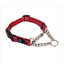 Max and Neo Dog Gear Nylon Reflective Martingale Dog Collar with Chain, Red, Medium: 14 to 17-in neck, 1-in wide
