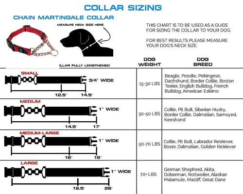 Show full view: Max and Neo Dog Gear Nylon Reflective Martingale Dog Collar with Chain, Red, Medium: 16 to 19-in neck, 1-in wide slide 6 of 8