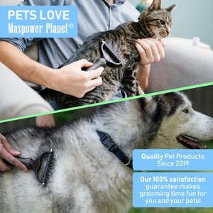 Max Power Planet Dual Sided Undercoat Rake Dog & Cat Deshedding Tool, Black