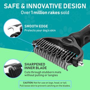 Max Power Planet Dual Sided Undercoat Rake Dog & Cat Deshedding Tool, Black