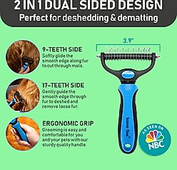Max Power Planet Dual Sided Undercoat Rake Dog & Cat Deshedding Tool, Blue slide 2 of 8