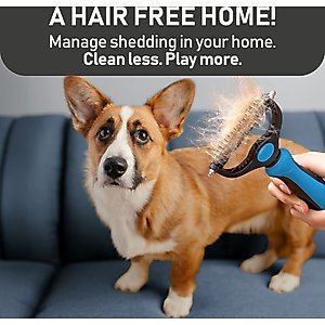 Max Power Planet Dual Sided Undercoat Rake Dog & Cat Deshedding Tool, Blue