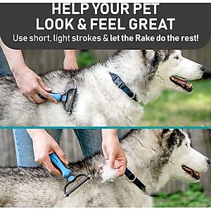 Max Power Planet Dual Sided Undercoat Rake Dog & Cat Deshedding Tool, Blue