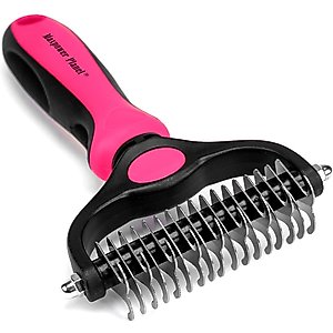 Max Power Planet Dual Sided Undercoat Rake Dog & Cat Deshedding Tool, Pink