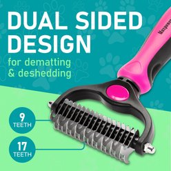 Max Power Planet Dual Sided Undercoat Rake Dog & Cat Deshedding Tool, Pink slide 2 of 9
