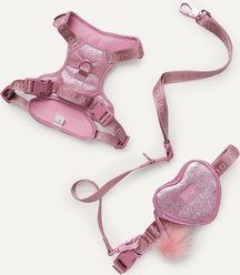 maxbone & Christian Cowan Glitz Dog Leash, Harness & Pouch Set, Pink, X-Large: 22-33 inches