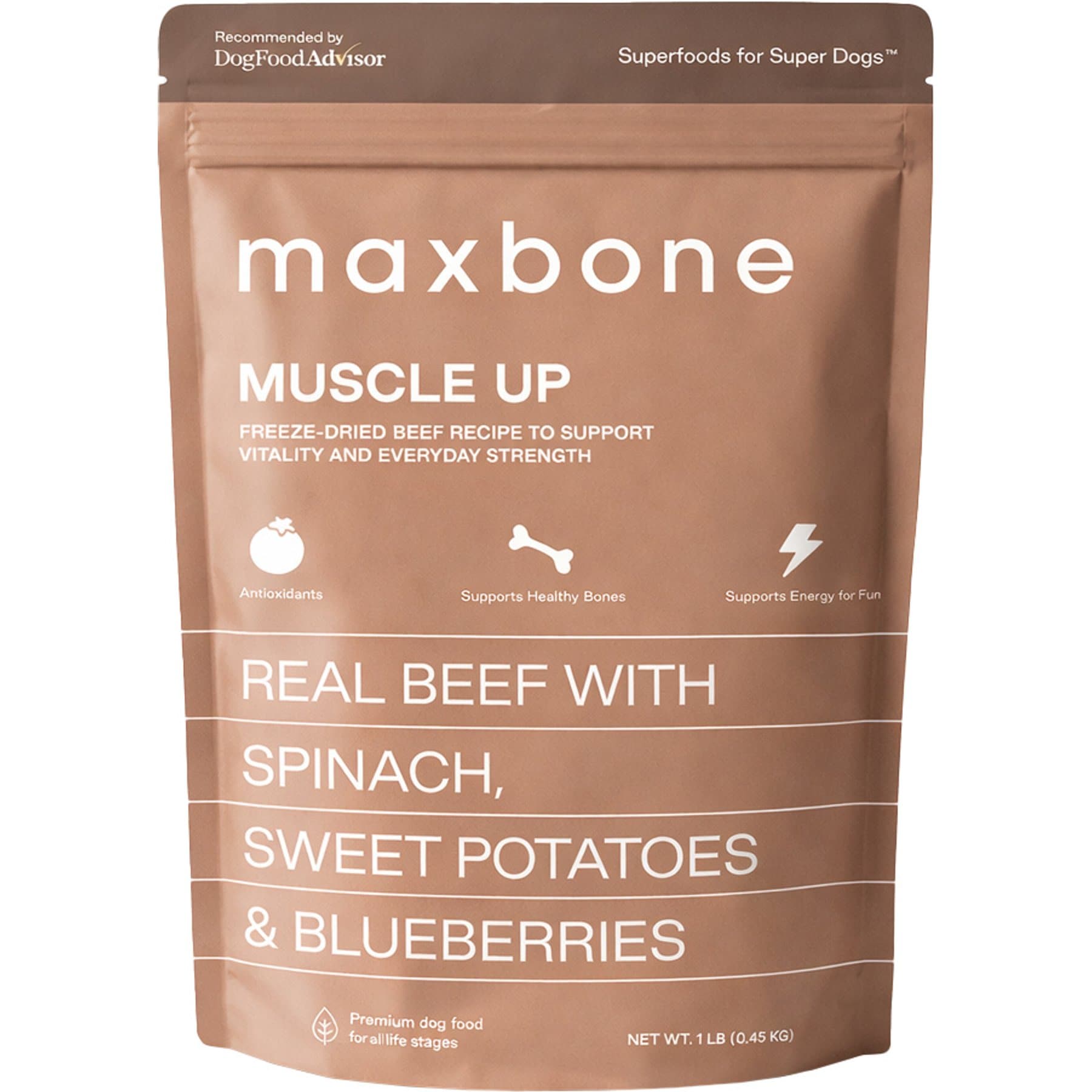 maxbone Muscle Up Grain-Free Raw Beef Recipe Freeze-Dried Dog Food, 16-oz bag