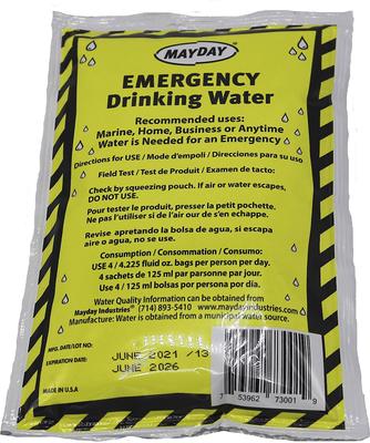 Show full view: Mayday Emergency Drinking Water, 12 count, 4.225-oz pouch, 12 count slide 4 of 5