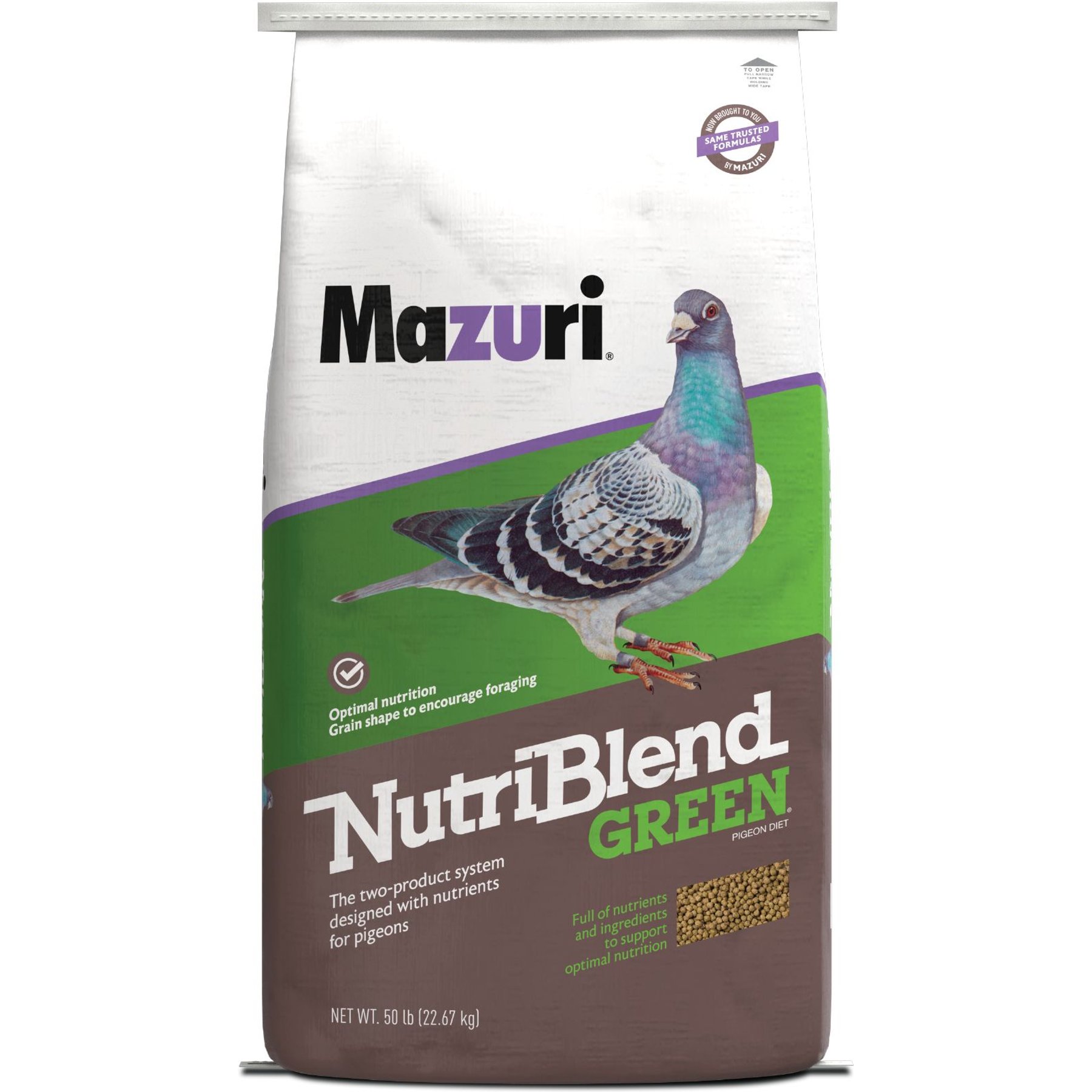 Mazuri Nutriblend Green Extruded Pigeon Food, 50-lb bag