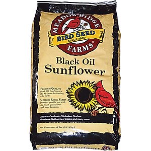 Meadow Ridge Farms Non-GMO Black Oil Sunflower Seeds Wild Bird Food, 40-lb bag