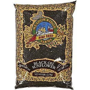 Meadow Ridge Farms Non-GMO Black Oil Sunflower Seeds Wild Bird Food, 5-lb bag