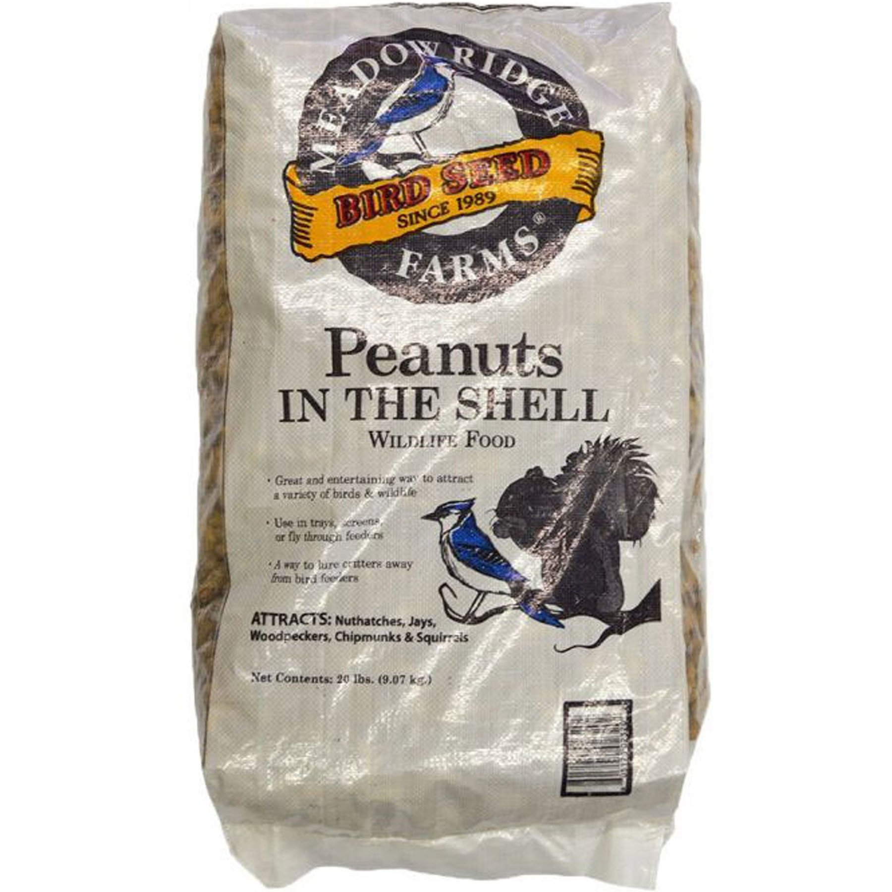 Meadow Ridge Farms Peanut in Shell Seeds Woodpecker, Nuthatch & Jay Wild Bird Food, 20-lb bag