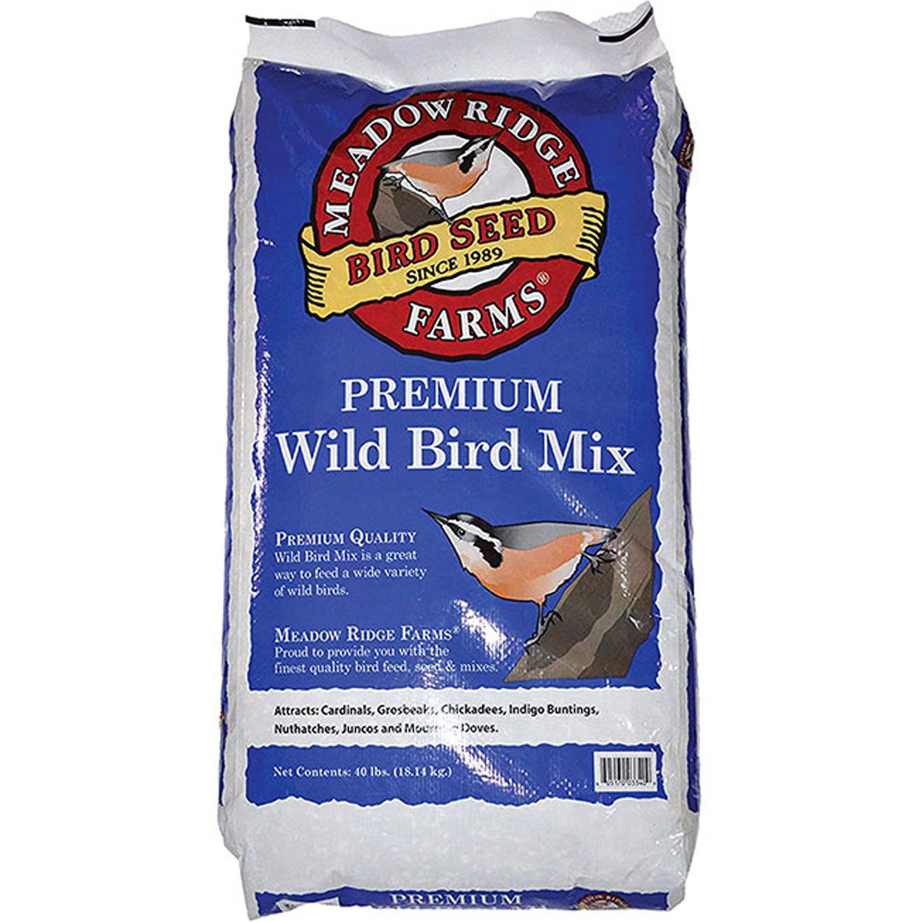 Meadow Ridge Farms Premium Wild Bird Mix Seeds Wild Bird Food, 40-lb bag
