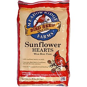 Meadow Ridge Farms Sunflower Hearts Seeds Wild Bird Food, 20-lb bag