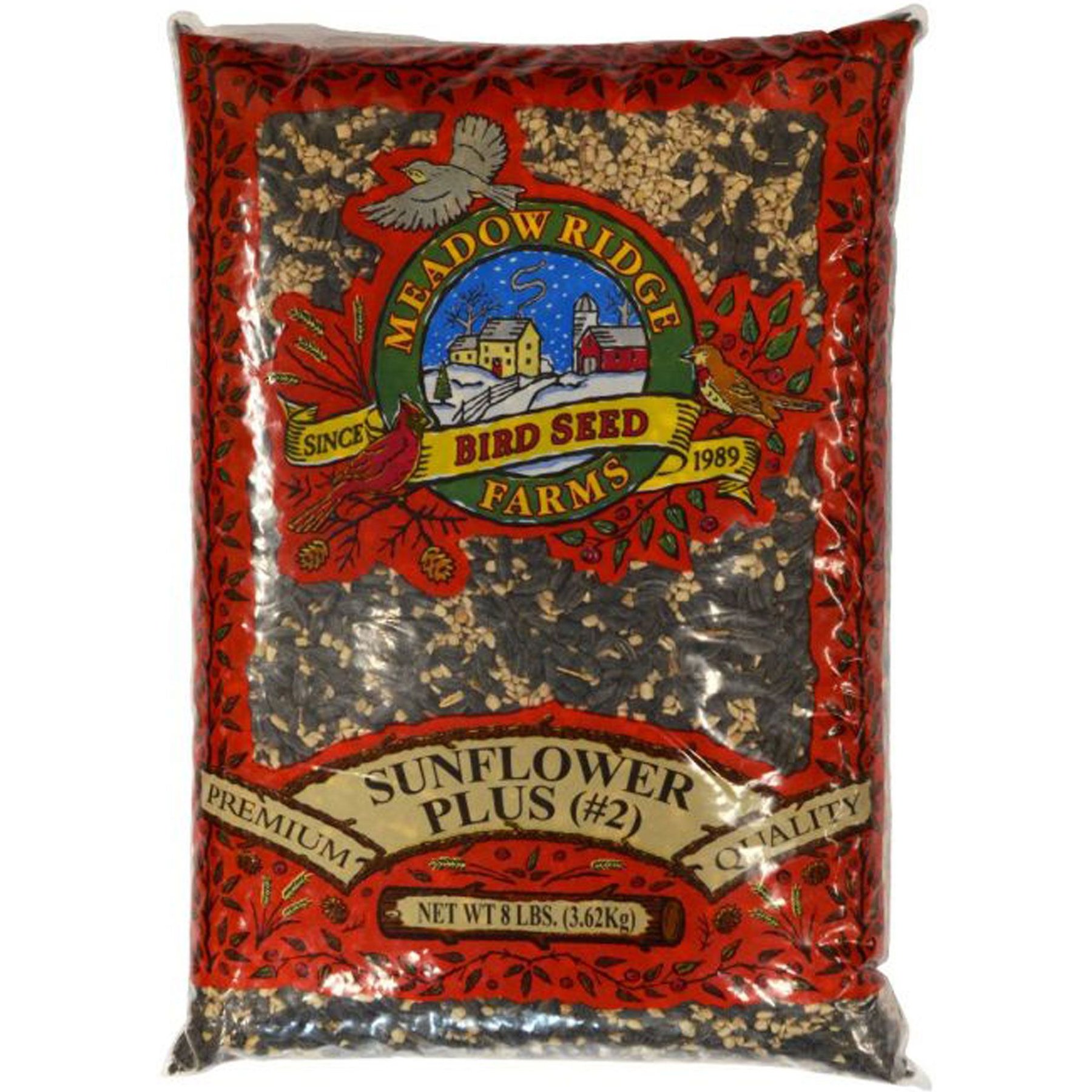 Meadow Ridge Farms Sunflower Plus #2 Seeds Cardinal, Finch & Nuthatch Wild Bird Food, 8-lb bag