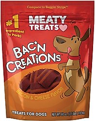 Meaty Treats Bac'n Creations Bacon & Cheese Flavor Dog Treats, 40-oz bag