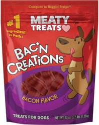 Meaty Treats Bac'n Creations Bacon Flavor Dog Treats, 40-oz bag slide 1 of 9