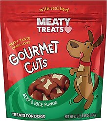 Meaty Treats Gourmet Cuts Beef & Rice Flavor Soft & Chewy Dog Treats, 25-oz bag