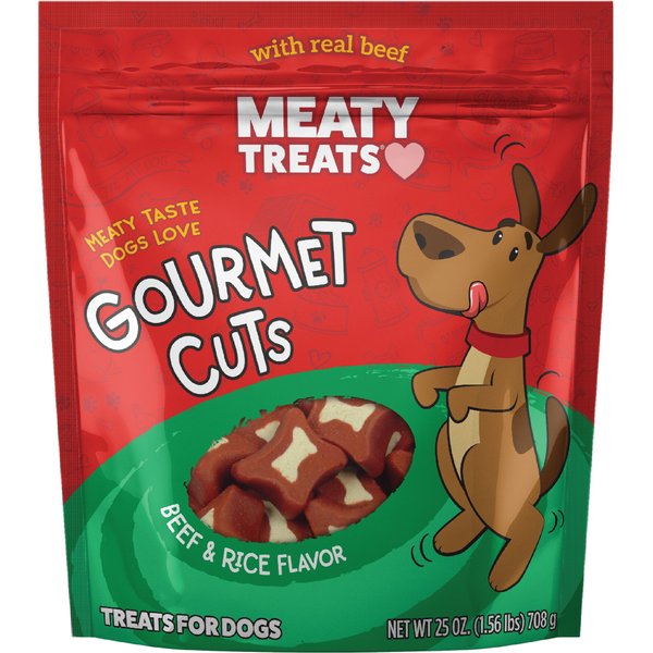 Meaty Treats Gourmet Beef & Rice Flavor Cuts Soft & Chewy Dog Treats