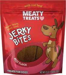 Meaty Treats Jerky Bites Beef Flavor Soft & Chewy Dog Treats, 25-oz bag