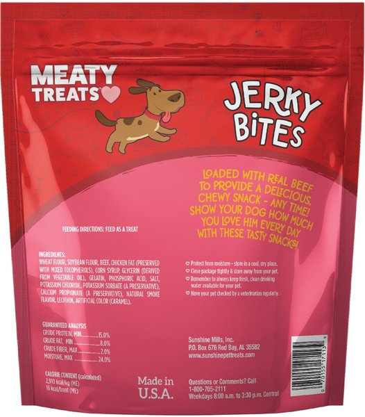 Meaty Treats Jerky Bites Soft & Chewy Dog Treats, 20-oz canister
