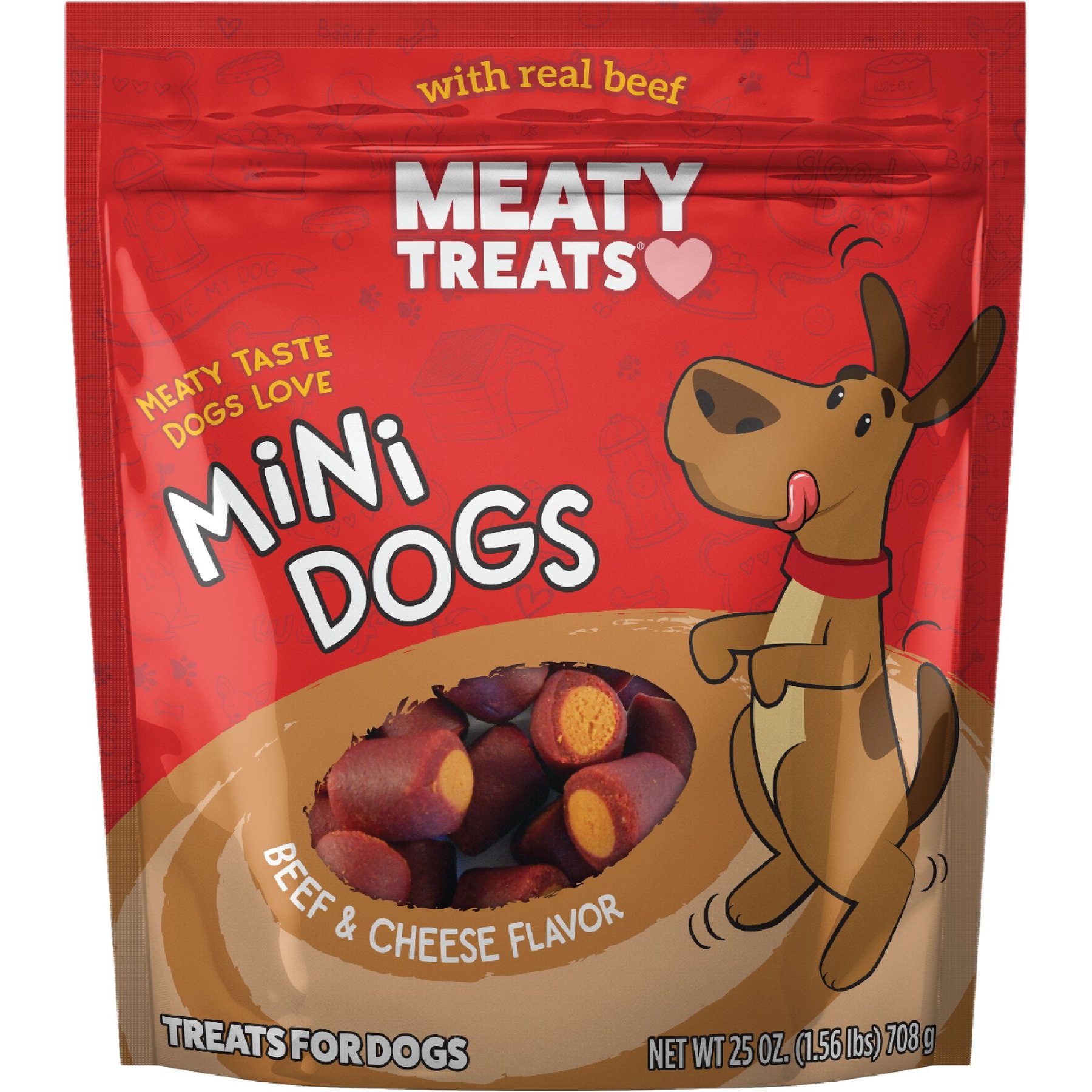 Meaty Treats Mini Dogs Beef & Cheese Flavor Soft & Chewy Dog Treats, 25-oz bag