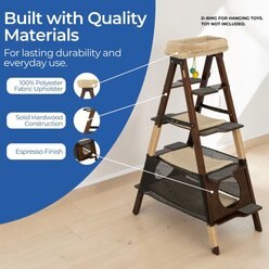 MECO Stakmore Solid Wood Foldable Dog & Cat Steps, Brown, Brown slide 2 of 9