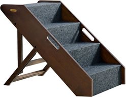 MECO Stakmore Solid Wood Foldable Dog & Cat Steps, Brown, Brown