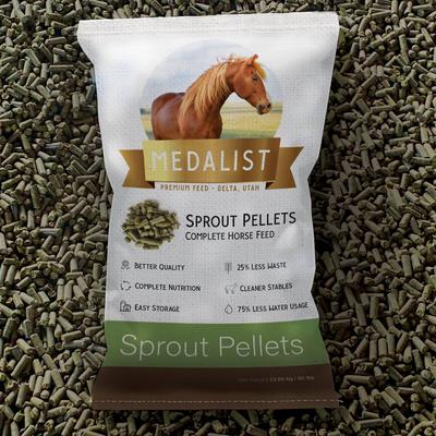 Show full view: Medalist Sprout Pellets Complete Horse Feed, 50-lb bag, 50-lb bag, bundle of 3 slide 1 of 8