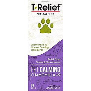 MediNatura T-Relief Chamomilla +9 Homeopathic Medicine for Anxiety for Dogs, Cats & Horses, 90 count