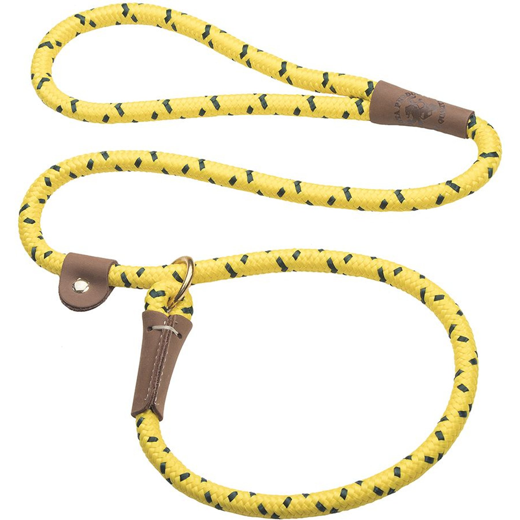 Mendota Products Large Slip Confetti Rope Dog Leash in hi-viz yellow on a white background