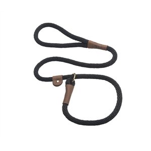 Mendota Products Large Slip Solid Rope Dog Leash, Black, 6-ft long, 1/2-in wide
