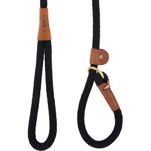 Mendota Products Large Slip Solid Rope Dog Leash, Black, 6-ft long, 1/2-in wide