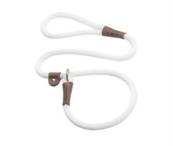 Mendota Products Large Slip Solid Rope Dog Leash, White, 6-ft long, 1/2-in wide