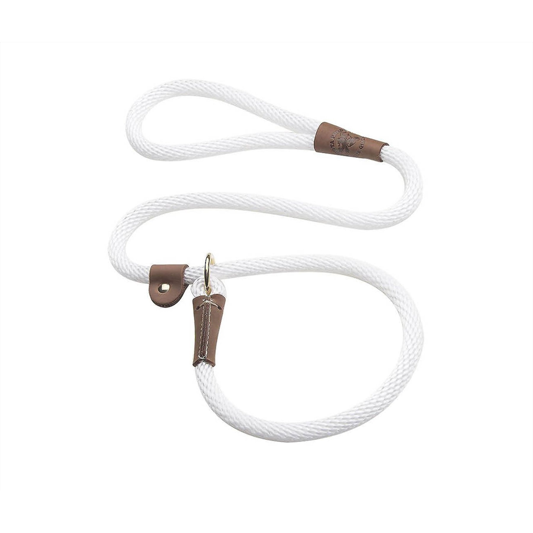 Mendota Products Large Slip Solid Rope Dog Leash, White, 6-ft long, 1/2-in wide