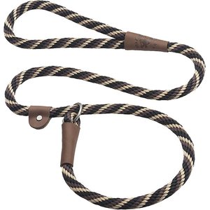 Mendota Products Large Slip Striped Rope Dog Leash, Mocha, 4-ft long, 1/2-in wide