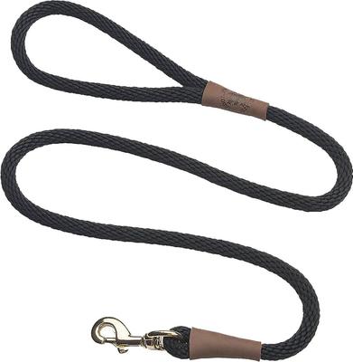 Show full view: Mendota Products Large Snap Solid Rope Dog Leash, Black, 6-ft long, 1/2-in wide slide 1 of 4