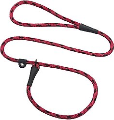 Mendota Products Small Slip Checkered Rope Dog Leash, Black Ice Red, 6-ft long, 3/8-in wide