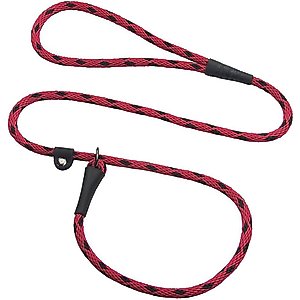 Mendota Products Small Slip Checkered Rope Dog Leash, Black Ice Red, 6-ft long, 3/8-in wide