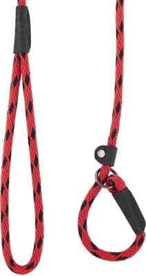 Show full view: Mendota Products Small Slip Checkered Rope Dog Leash, Black Ice Red, 6-ft long, 3/8-in wide slide 3 of 5